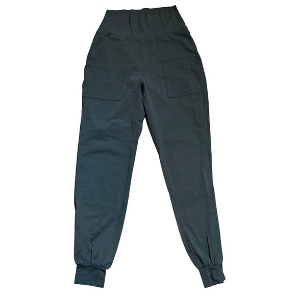 Black High-Waisted Jogger Pants Women XS MOTF Ribbed Pattern - Picture 1 of 14